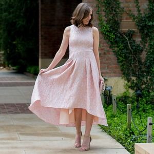 Shoshanna Midnight Coraline Shimmer Floral Hi Low Sleeveless Dress Pink 8